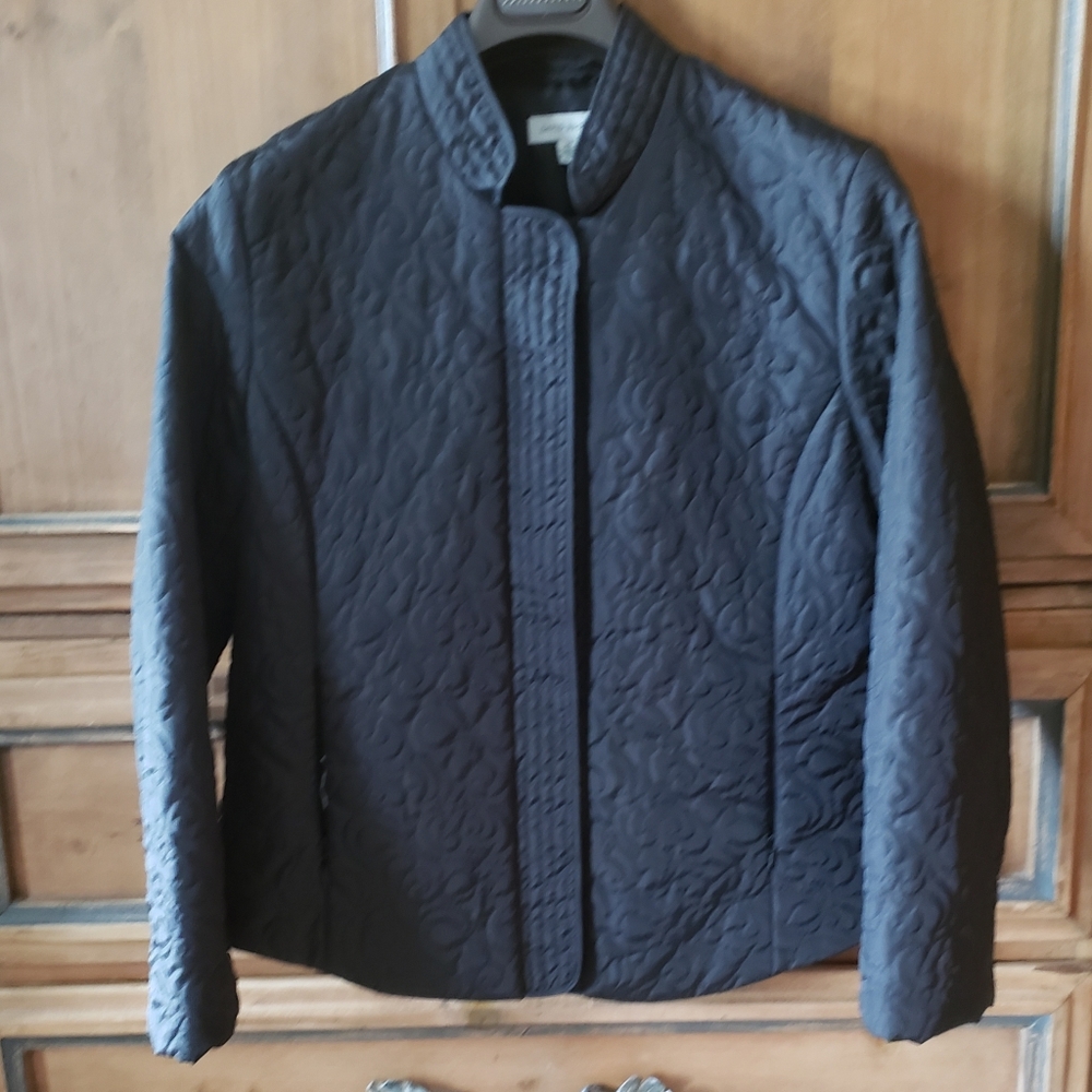 David Brooks women’s 14 black blazer snaps quilted stitch fully lined